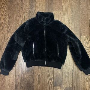 Ambiance Black Faux Fur Jacket for Kids